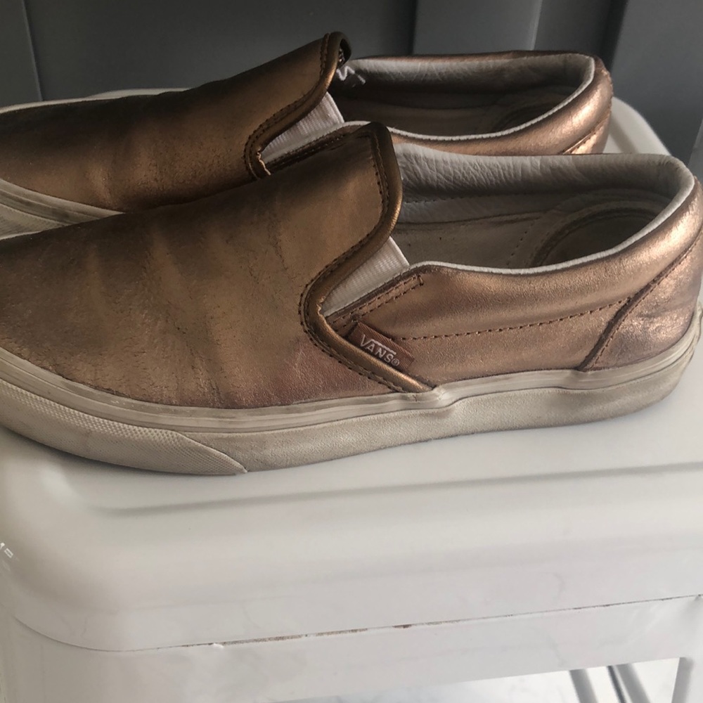 Rose gold slip on vans!!